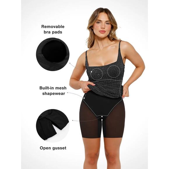 Popilush Dress Large Black Silver Metallic Knit Bodycon Slip Sparkly Glam NYE - Picture 9 of 11